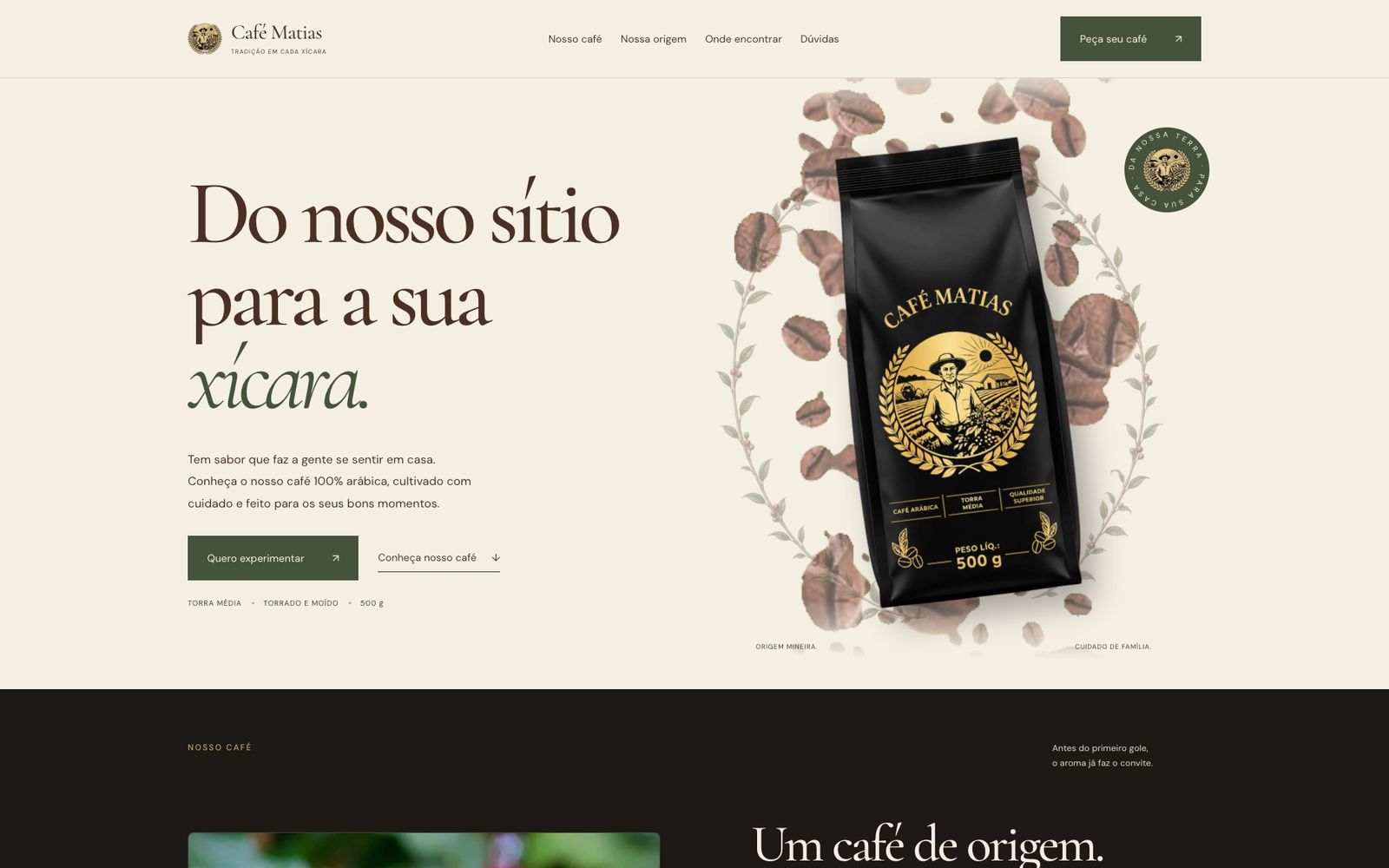 Captura do site Café Matias